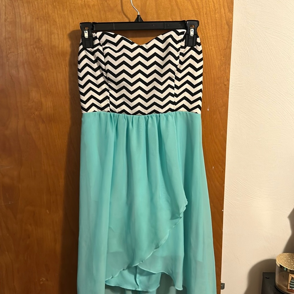 Trixxi strapless, high-low dress